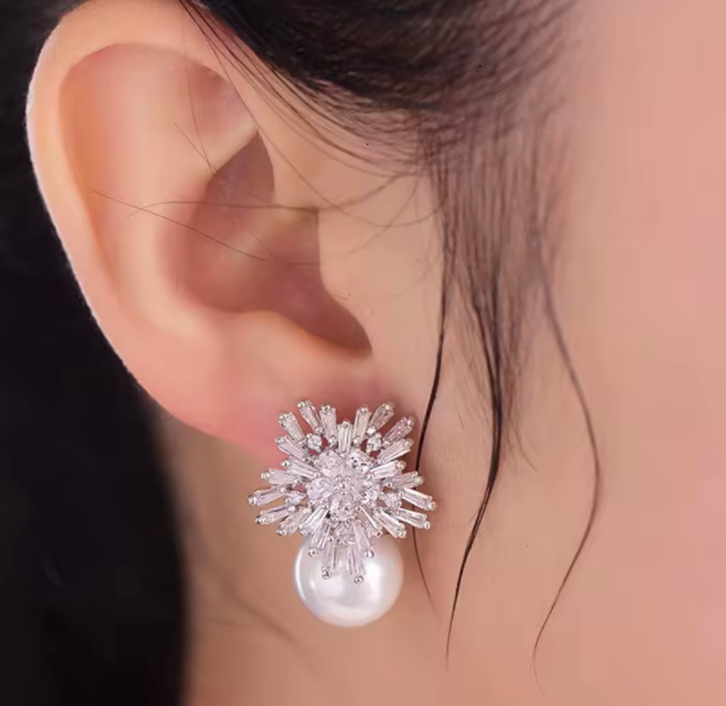 Arete Snowflakes Plata .925 con baño de rodio