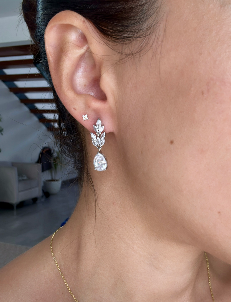 [S129] Arete Berenice Plata .925 con baño de rodio