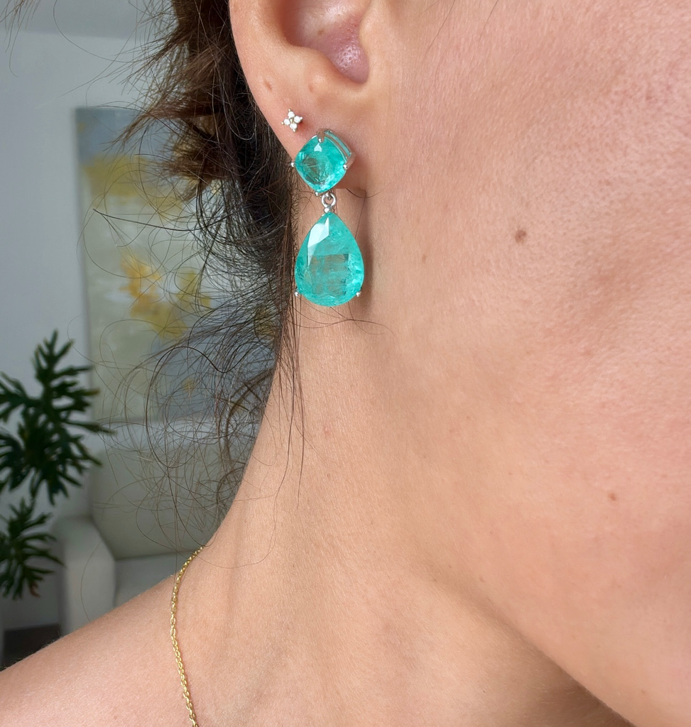 Arete Iris Turmalina Plata .925 con baño de rodio