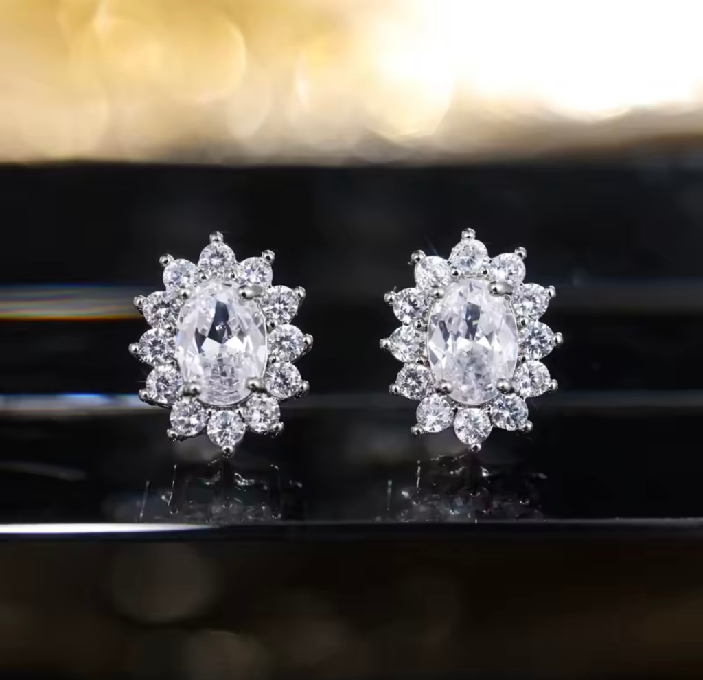 [S210] Arete lady cristal Plata .925 con rodio 