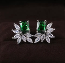 Arete Studs Anastacia Esmeralda Plata .925 con baño de rodio