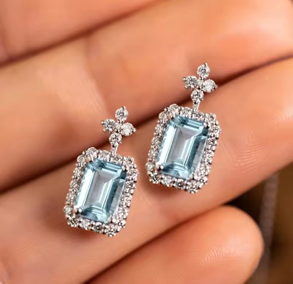 [S231] Arete Studs Mar Plata .925 con baño de rodio