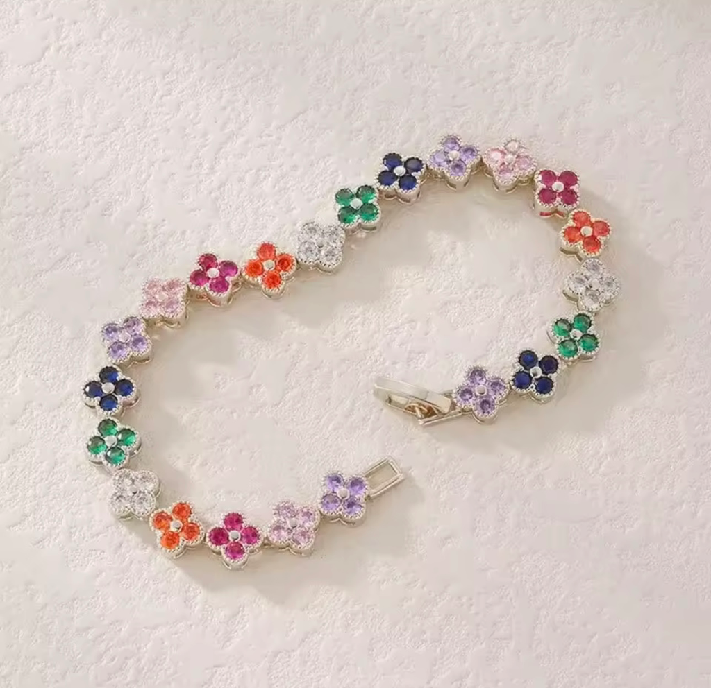 [S407] Pulsera Lilia Plata Arcoíris Acero Inoxidable