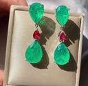 Arete Aurora Natural Esmeralda Plata .925 con baño de rodio