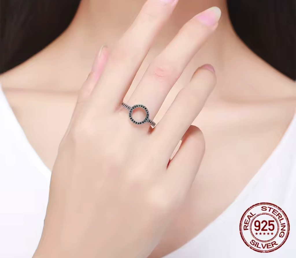 Anillo Pandora Circulo Negro Plata .925