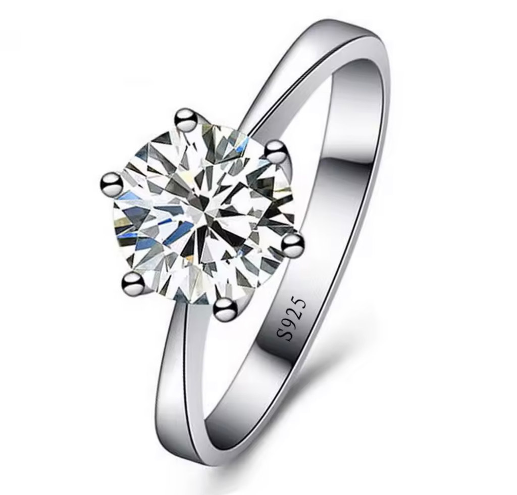 [S333.5] Anillo Solitario Princesa Plata .925 (5)