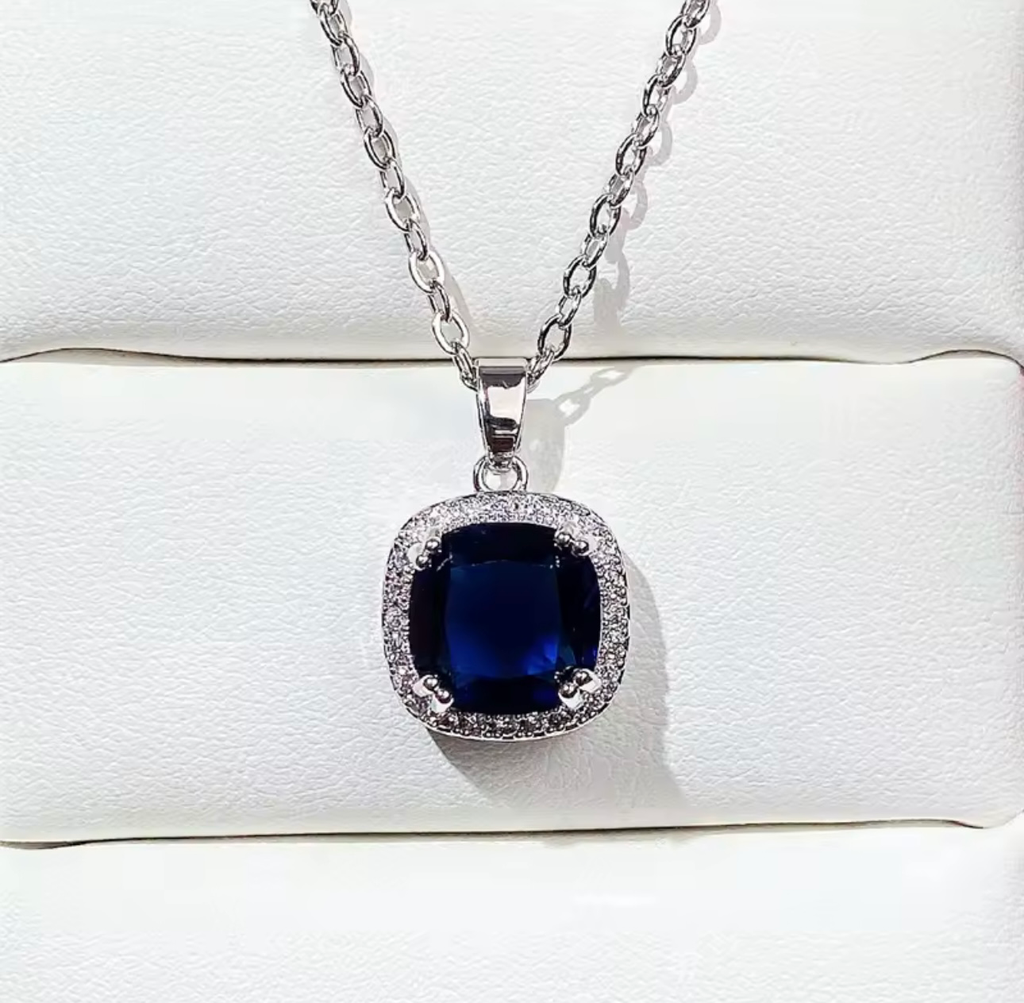 [S505] Collar Zafiro Plata .925