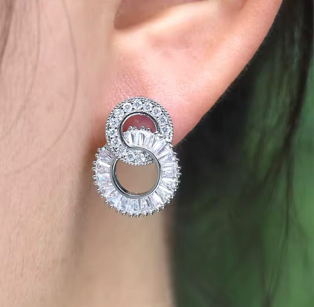 Arete Clara Plata .925 con rodio 