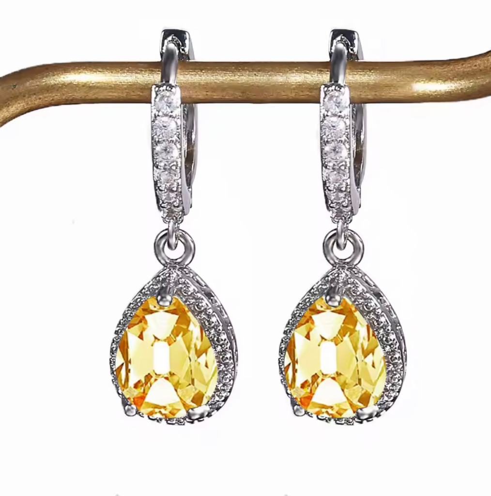 [S158] Arete Eloide Topacio Plata .925 con rodio 