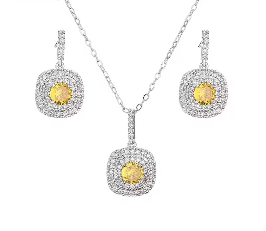 Set Emilia Topacio Plata .925 con rodio 