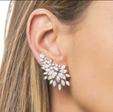 Arete Cristal Plateado Plata .925 con rodio 