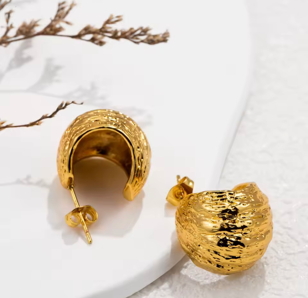 [S702] Arracada De Acero Leticia dorada 