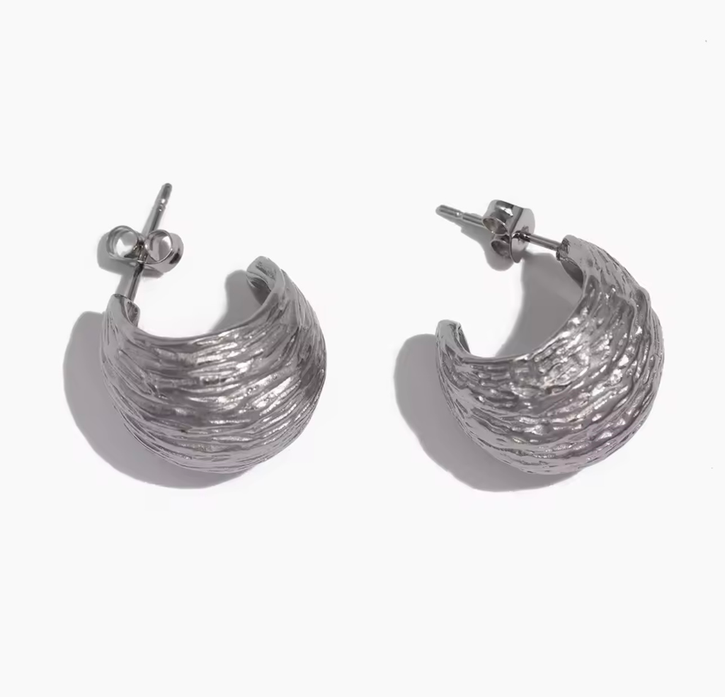 [S703] Arracada de Acero Leticia Plateado 