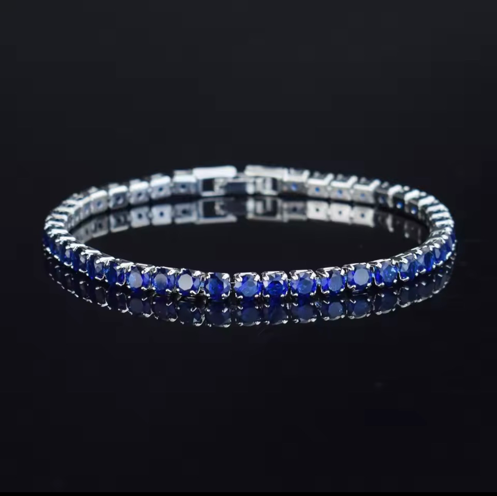 Pulsera Tennis color azul zafiro Plata .925