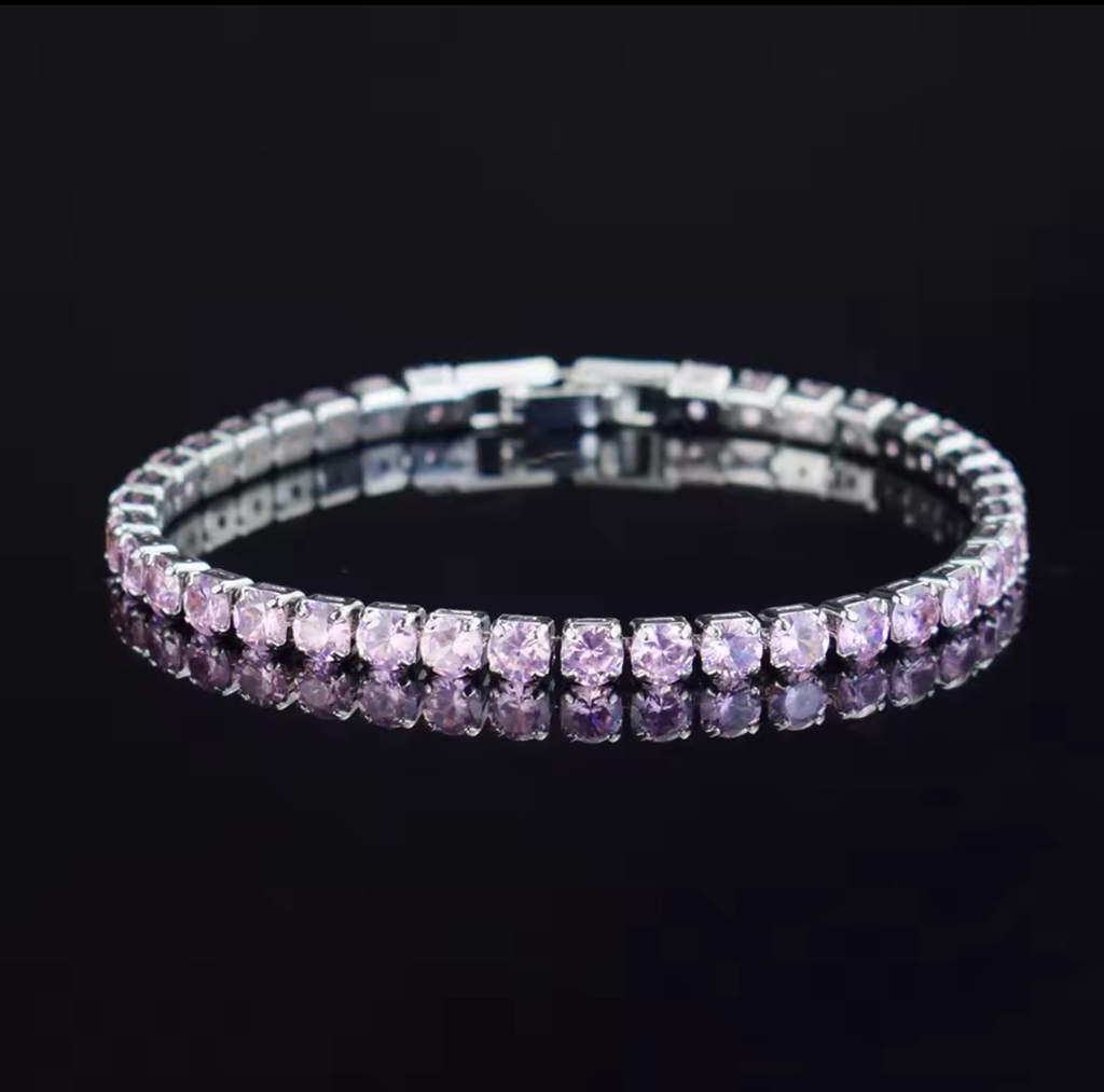 Pulsera Tennis color rosa magenta Plata .925