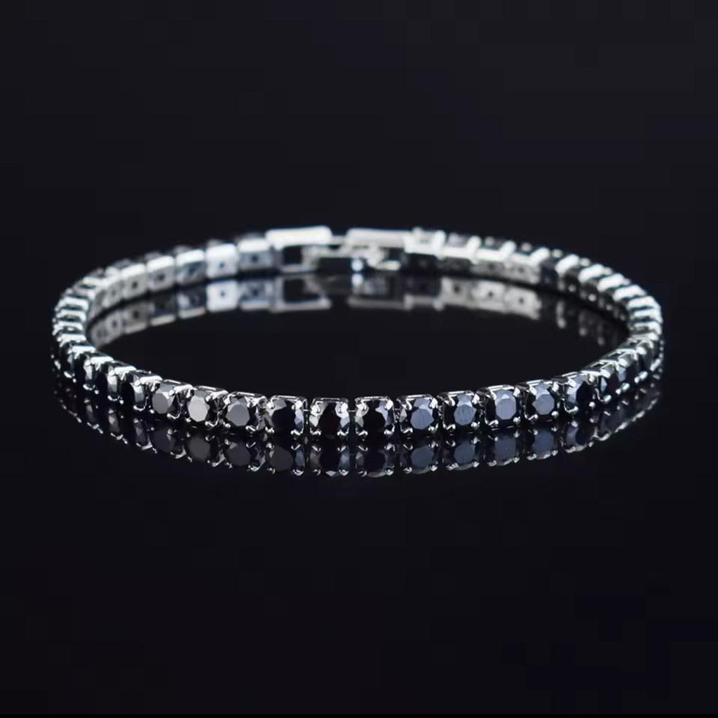 Pulsera Tennis color negro Plata .925
