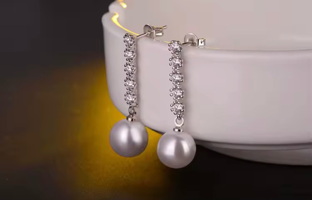 [S165] Aretes Marina Plata .925 con baño de rodio