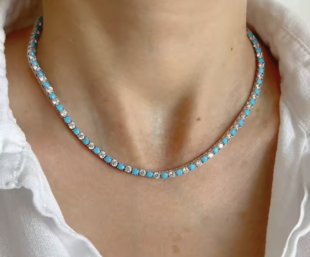 [S517] Collar Tennis Turquesa 3mm
