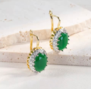 Arete Elisa de Esmeralda cultivada con chapa de Oro