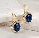Arete Elisa de Zafiro cultivado con chapa de Oro