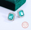Arete Studs Iliana de piedra turmalina  con plata y rodio